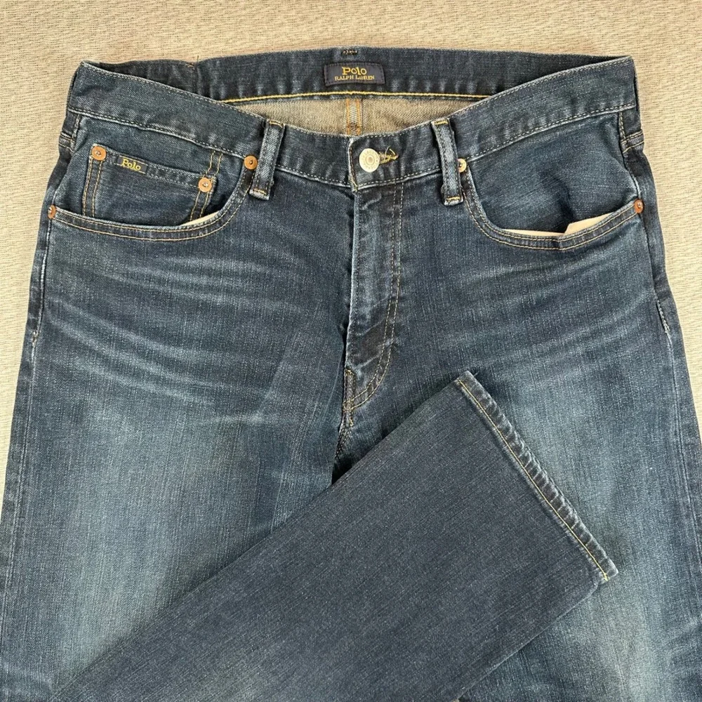 Polo Ralph Lauren Hampton Relaxed Straight Jeans Mens 33x32 Dark Wash Blue Denim